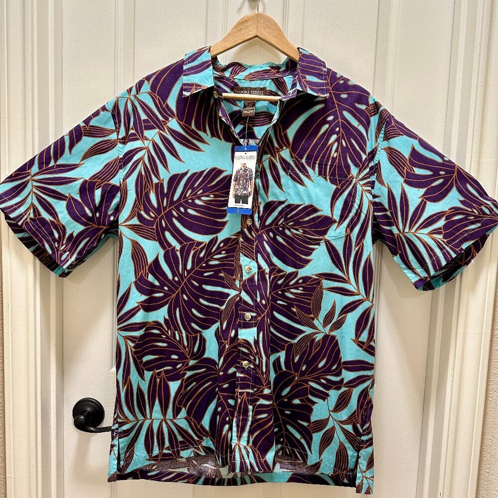 New Cooke Street Shirt Men's Size L Hawaiian Islands Button Down Tropical Luau